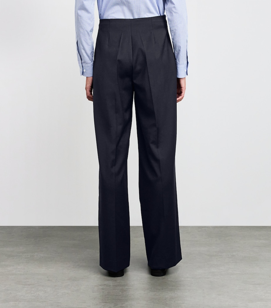 Asymmetric Wide-Leg Tailored Trousers NAVY BLUE Image 4