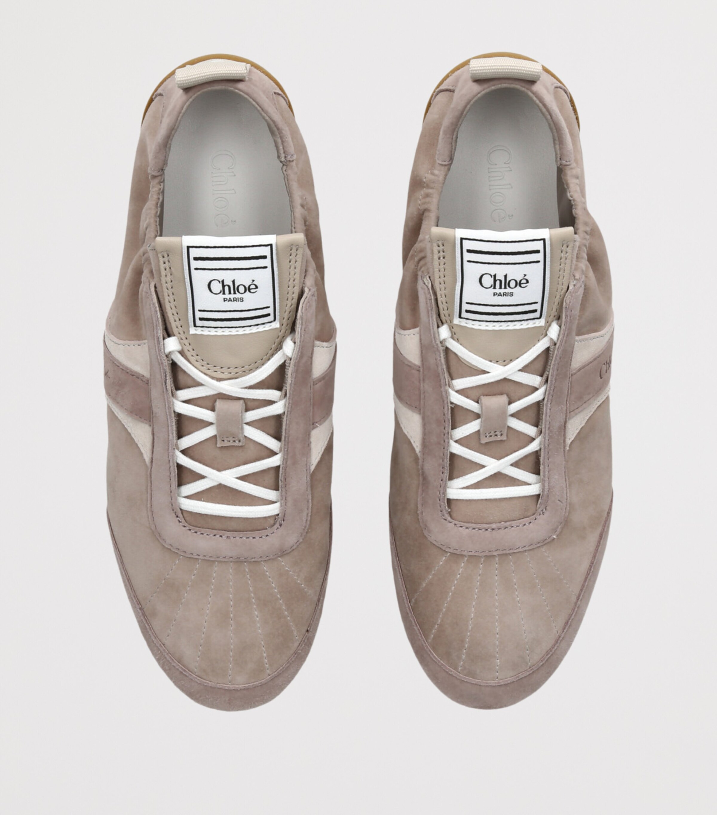 Chloé Leather Kick Sneakers Taupe Comb Image 4