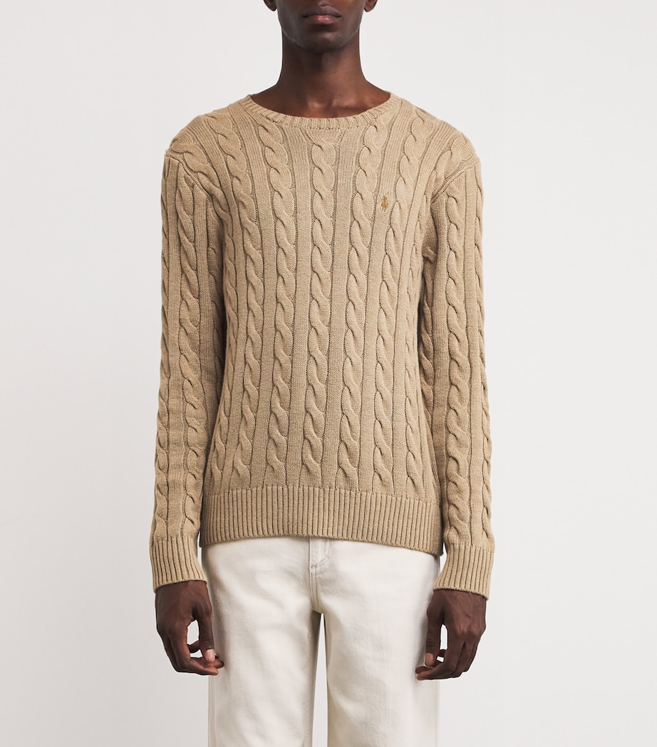 Cotton Cable-Knit Sweater BROWN Image 3
