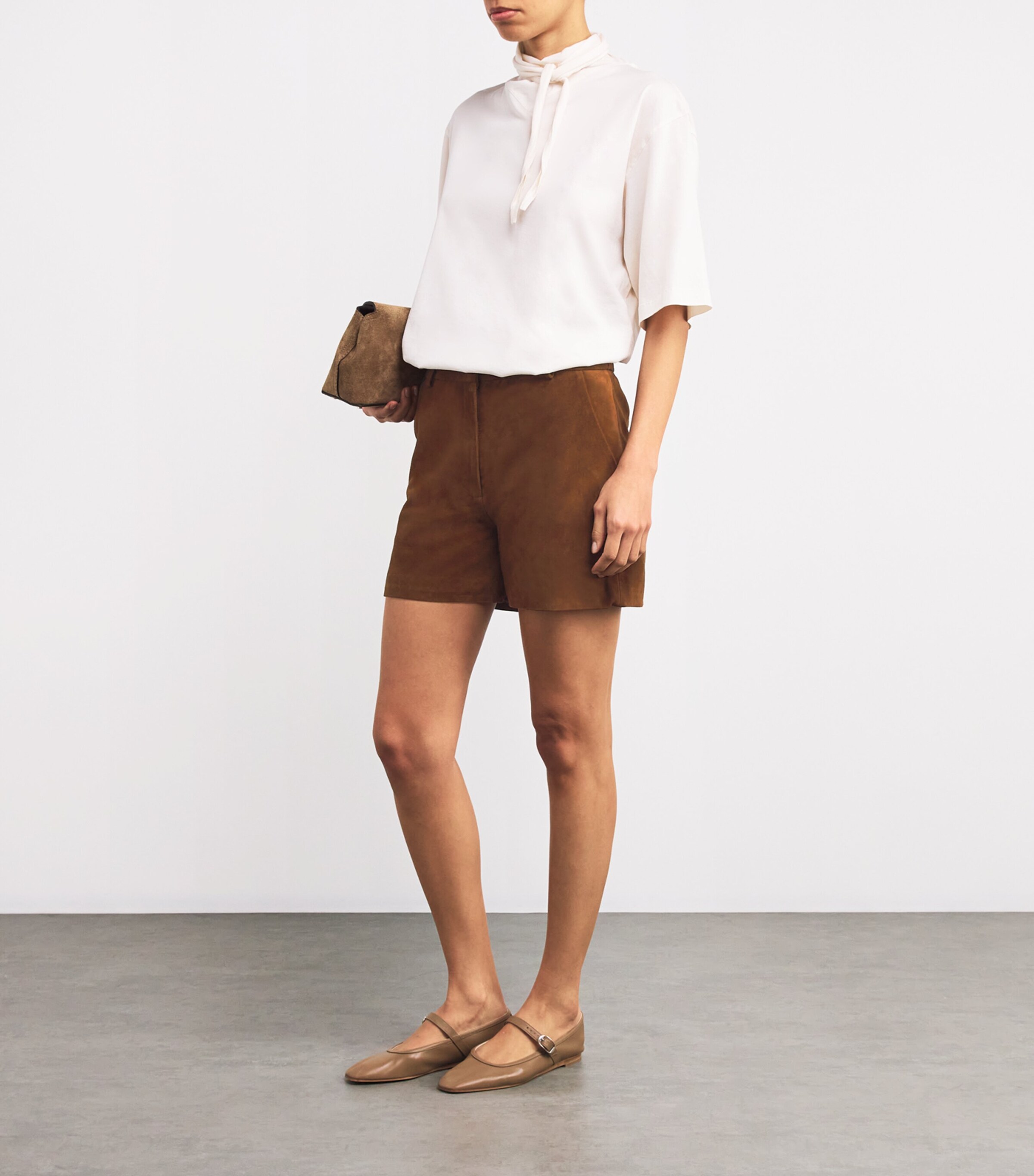 Lambskin Suede Shorts SUEDE HONEY BROWN Image 2