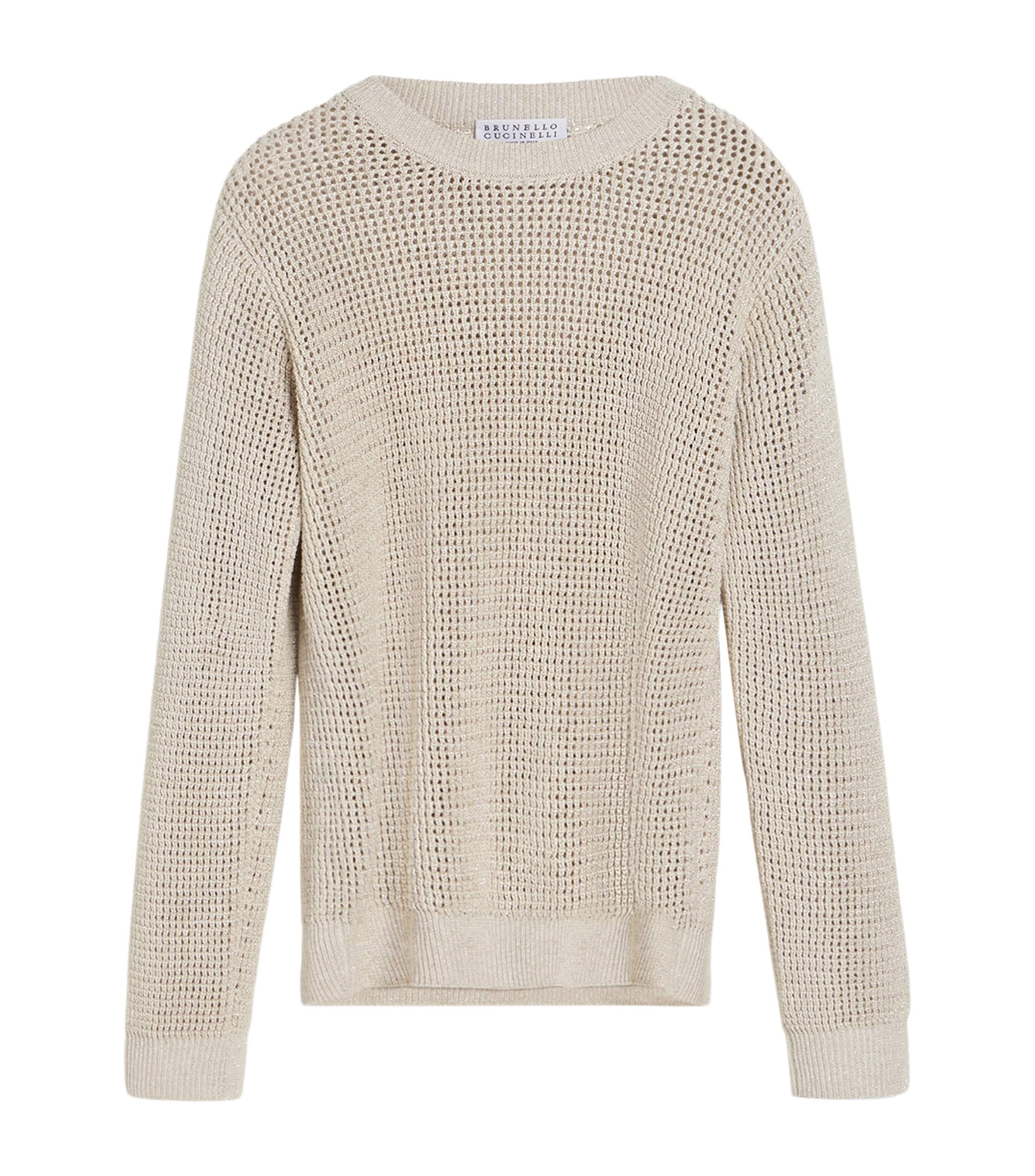 Brunello Cucinelli Kids Womens Cotton-Blend Open-Knit Sweater (4-6 Years) Image 1
