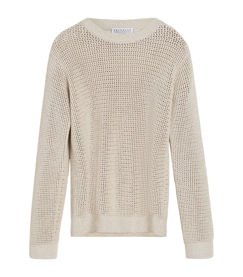 Brunello Cucinelli Kids Womens Cotton-Blend Open-Knit Sweater (4-6 Years) Image 1