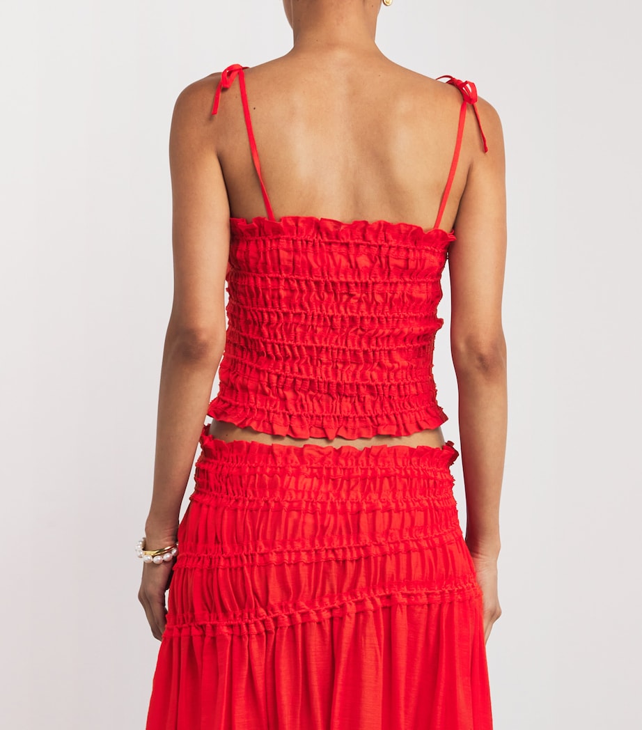 Smocked Top DEEP POPPY Image 4