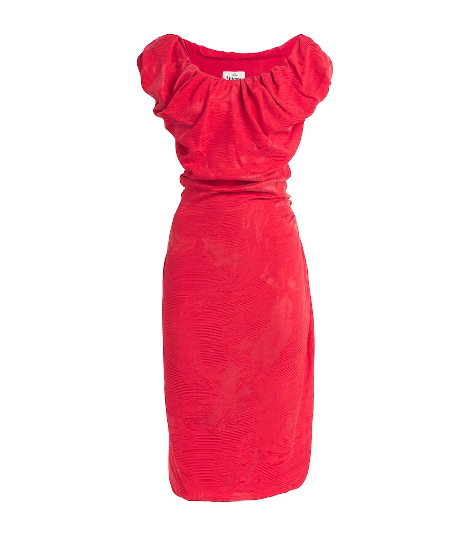 Puff-Sleeve Ginnie Amber Midi Dress