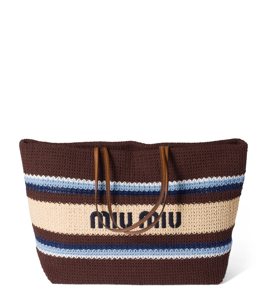 Miu Miu Woven Raffia-Effect Tote Bag Image 1