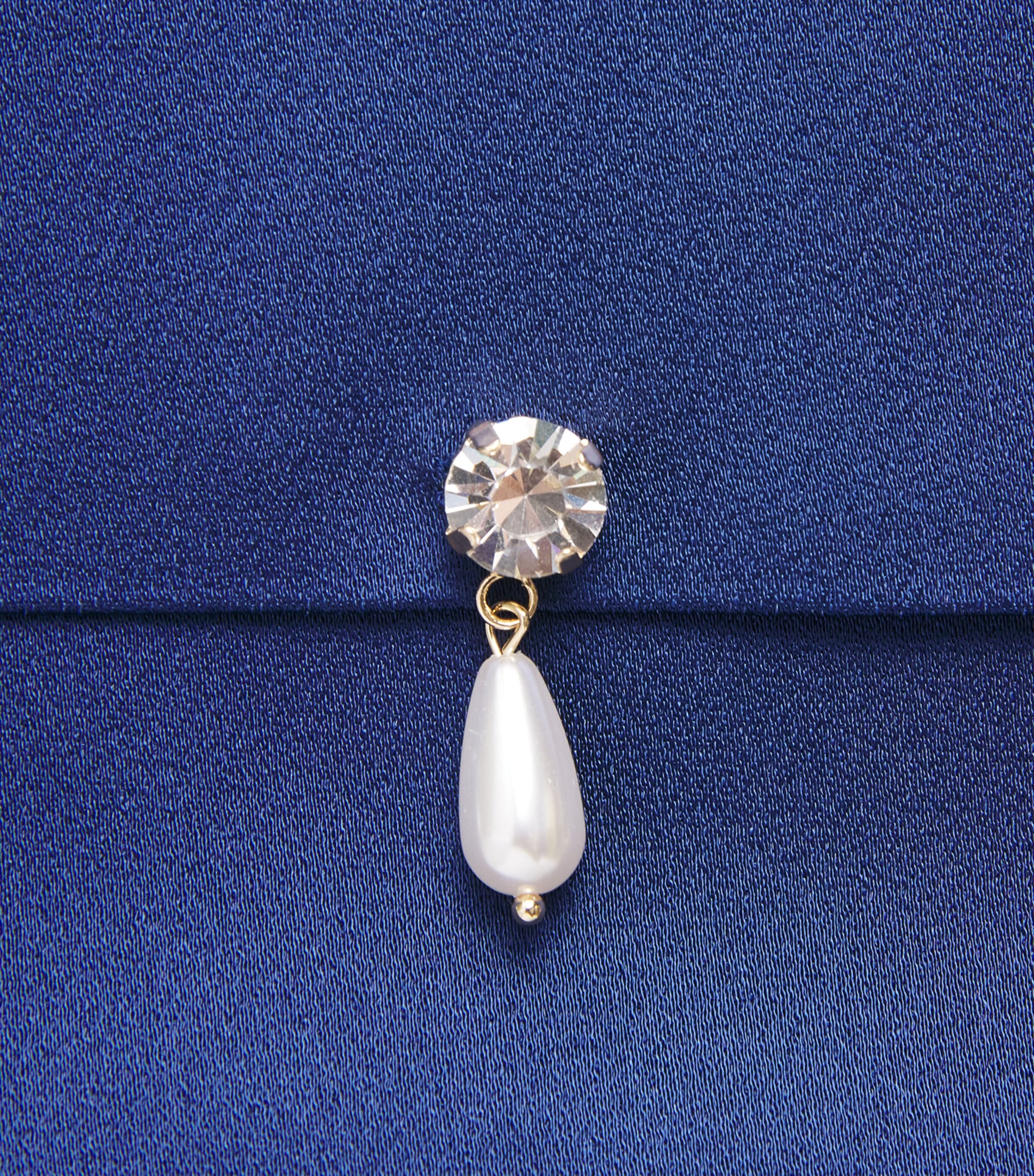 Satin Faux Pearl-Embellished Blouse 4000 NAVY Image 5