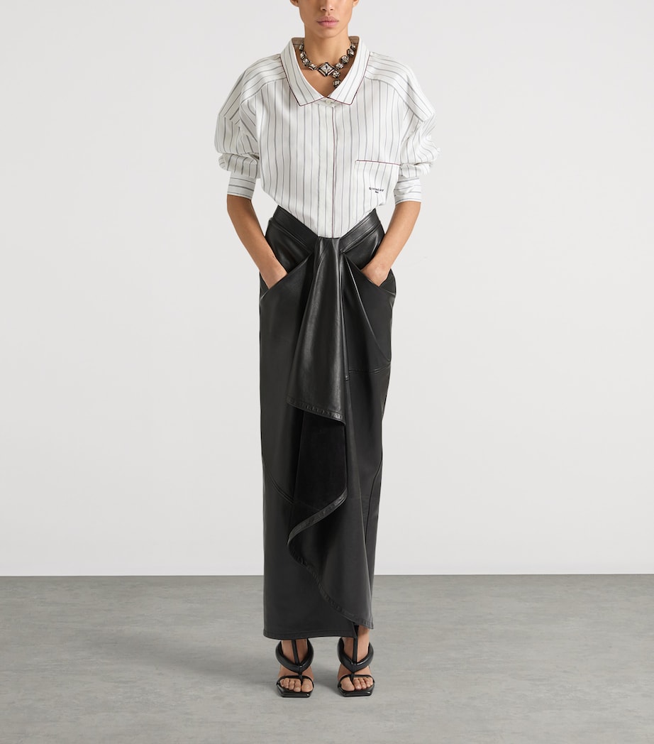 Givenchy Womens Lambskin Wrap Midi Skirt Black Image 3