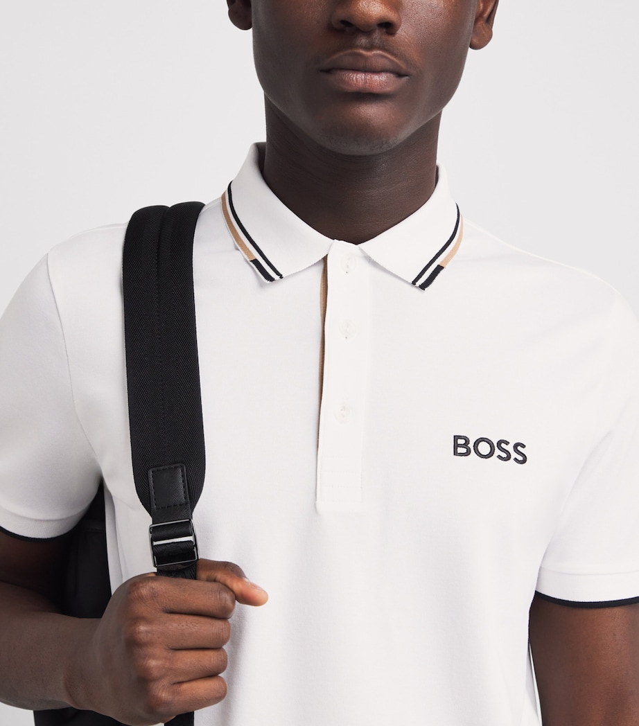BOSS Mens Cotton-Blend Paddy Polo Shirt Natural Image 3