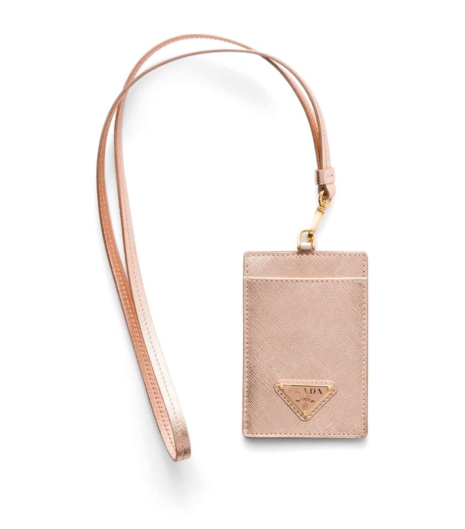 Prada Saffiano Leather Badge Holder Powder Image 1
