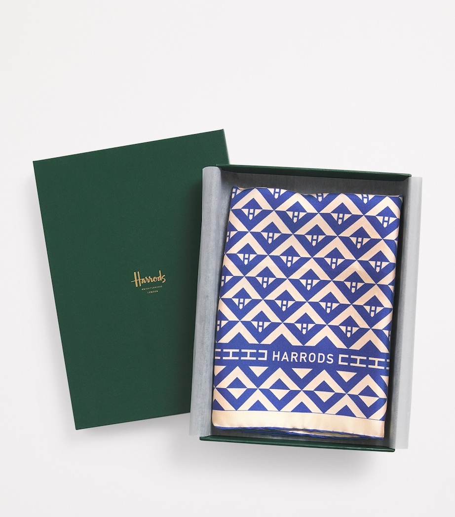 Silk Geometric Print Scarf BLUE Image 5