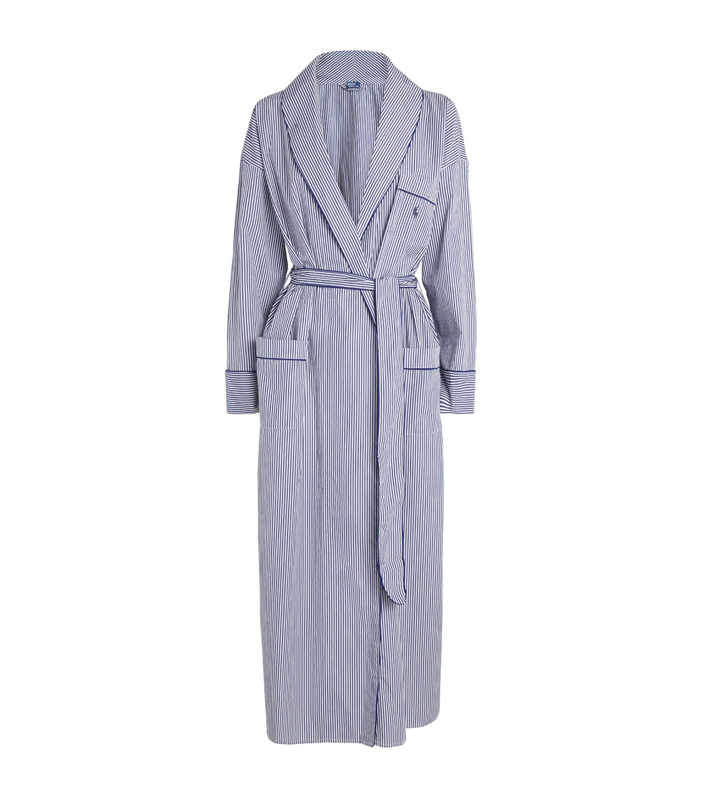 Polo Ralph Lauren Cotton Stripe Robe In Blue