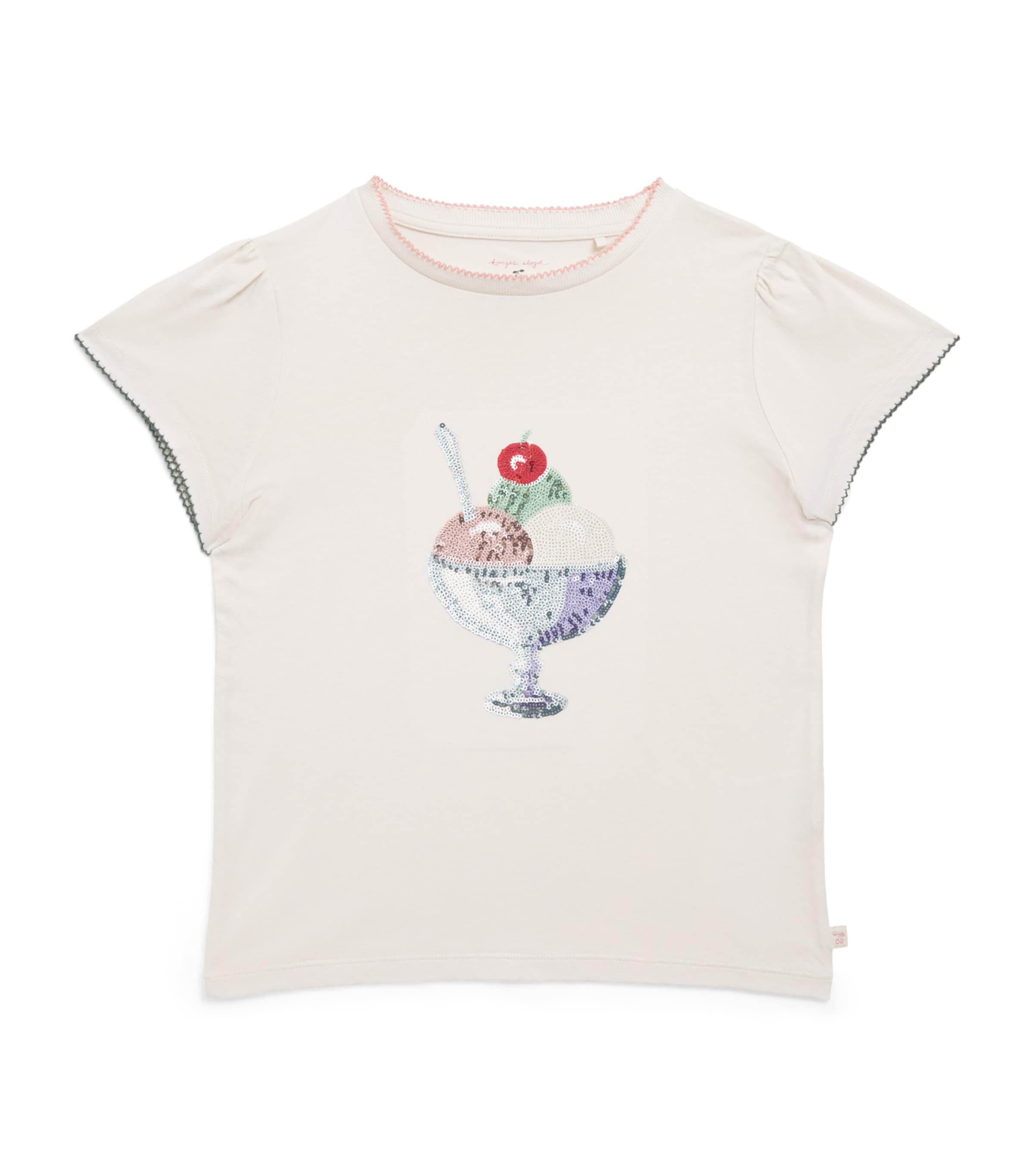 KONGES SLOJD Organic Cotton Ice Cream T-Shirt (9 Months-10 Years) Buttercream Image 1