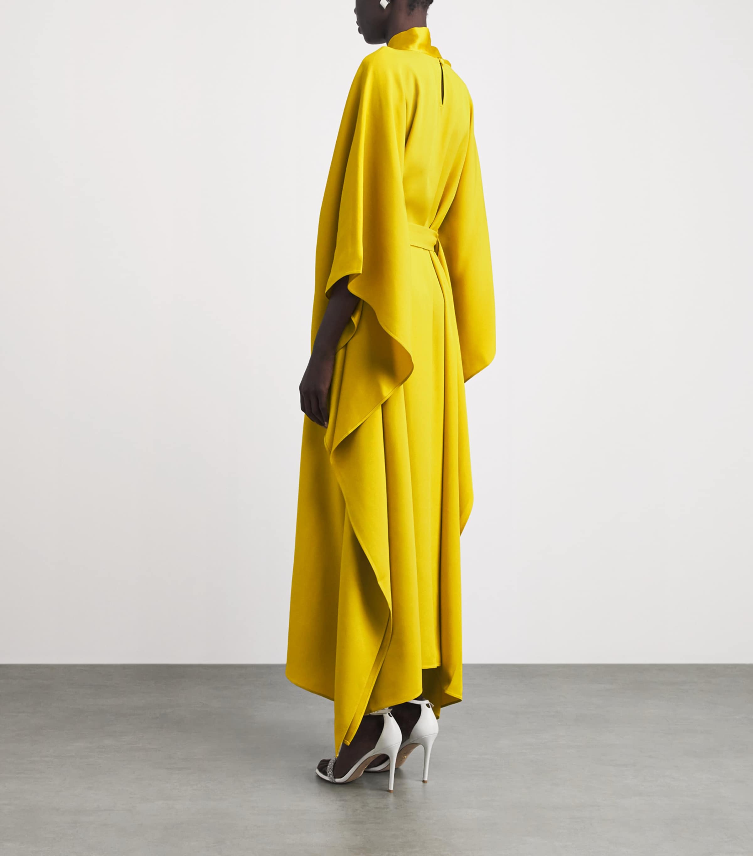 Taller Marmo Womens Crepe Belted La Luna Kaftan Chartreuse Image 4