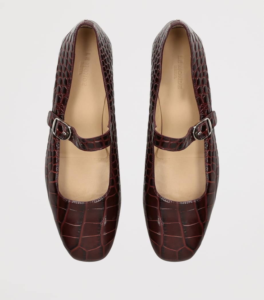 Leather Mary Jane Ballet Flats DARK BROWN Image 4