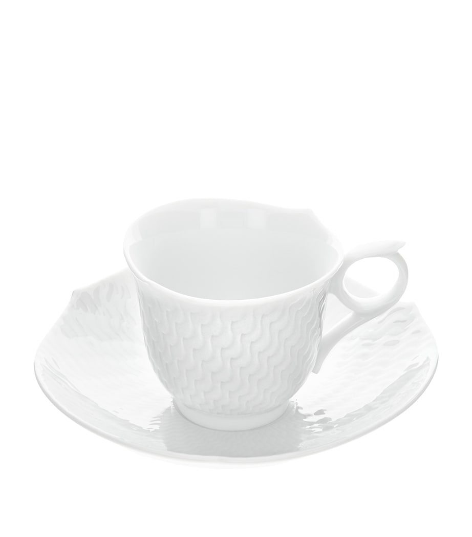 Porcelain Waves Relief Espresso Cup and Saucer WHITE Image 1