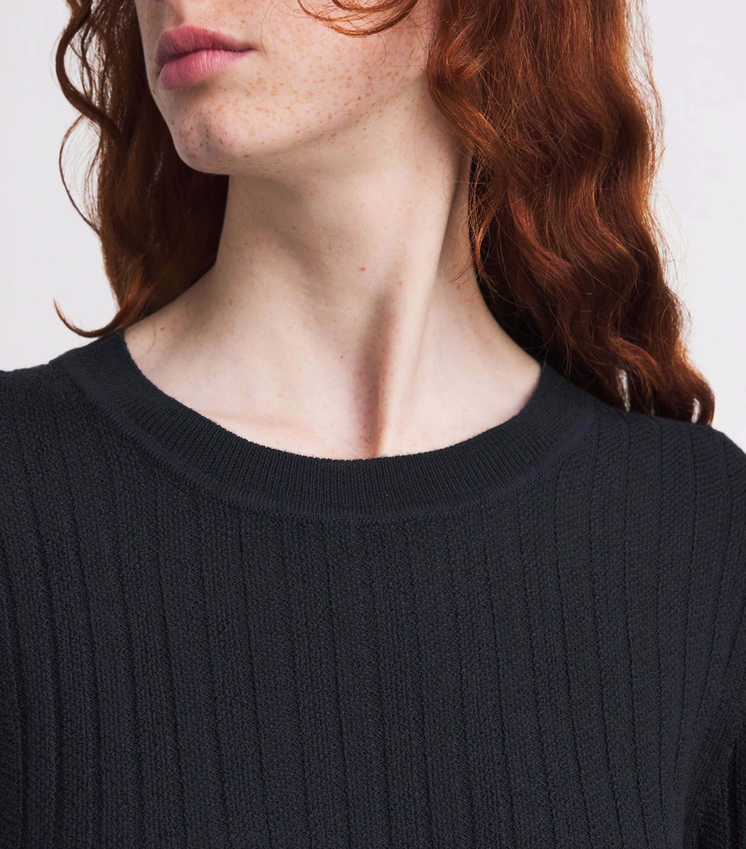 Wool Ribbed Cheval Sweater B0055 NAVY Image 6