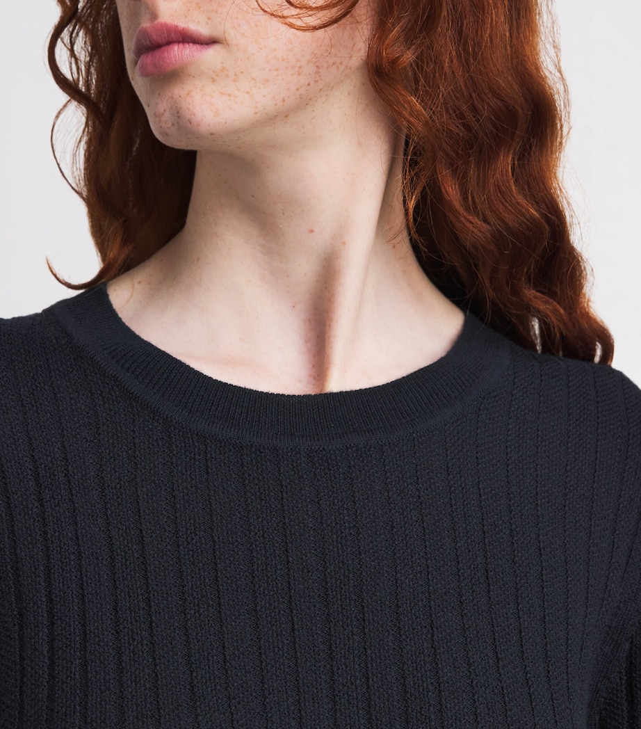 Wool Ribbed Cheval Sweater B0055 NAVY Image 6