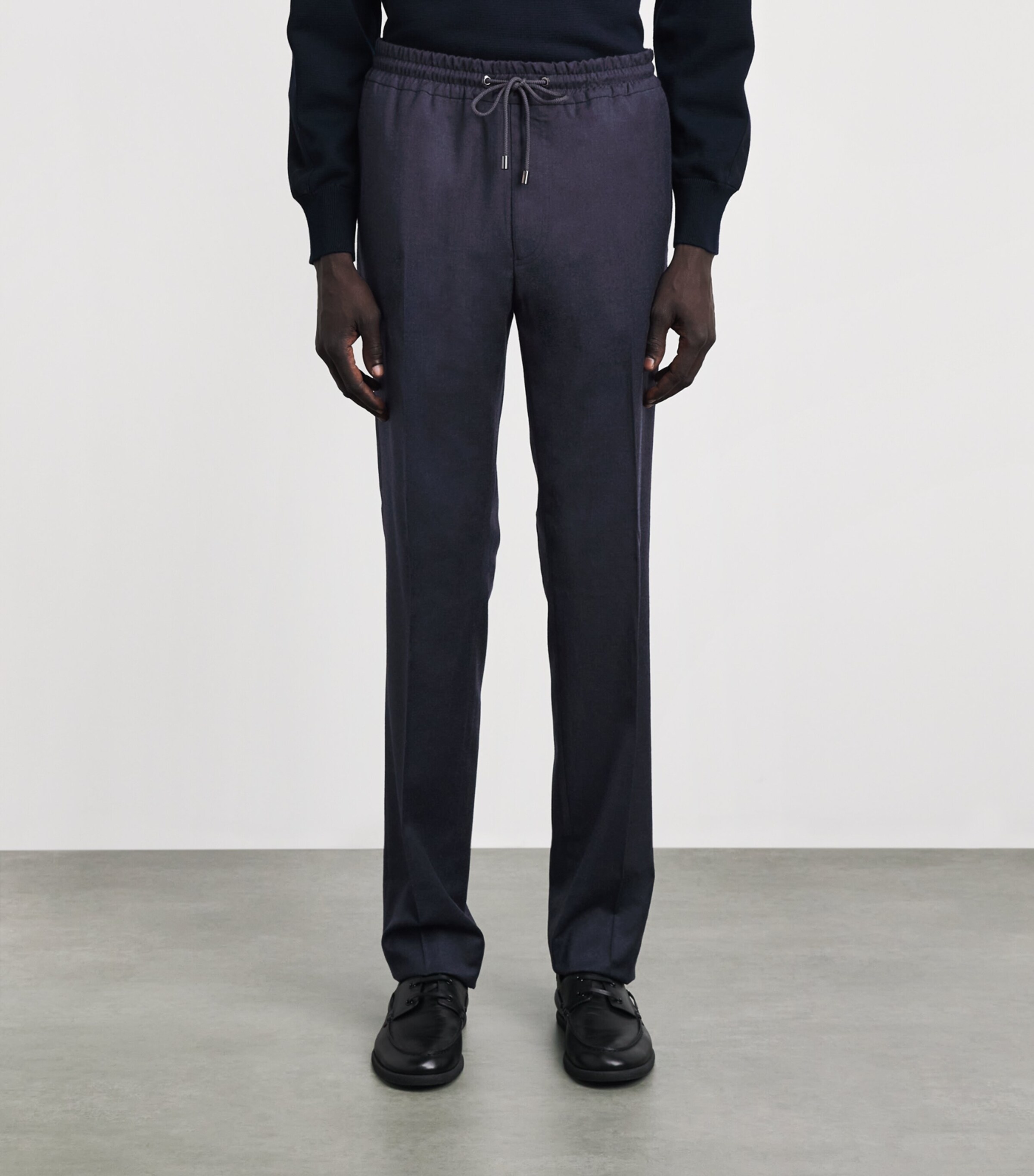 Pal Zileri Mens Virgin Wool Drawstring Trousers Blue Image 4