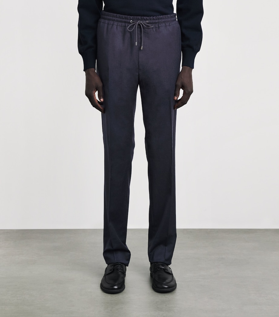Pal Zileri Mens Virgin Wool Drawstring Trousers Blue Image 4