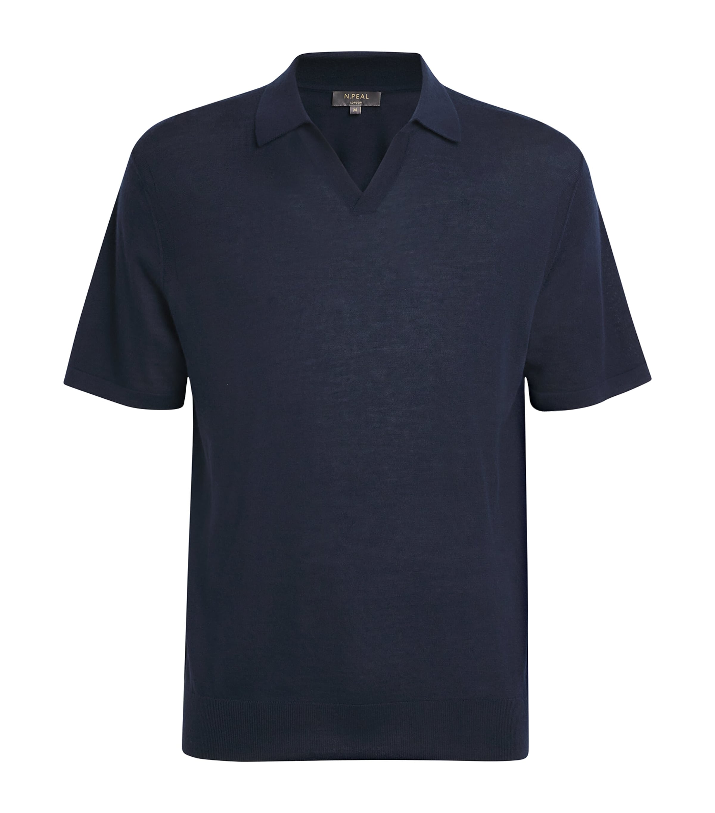 N.Peal Mens Cashmere-Silk Padstow Polo Shirt Indigo Blue Image 1