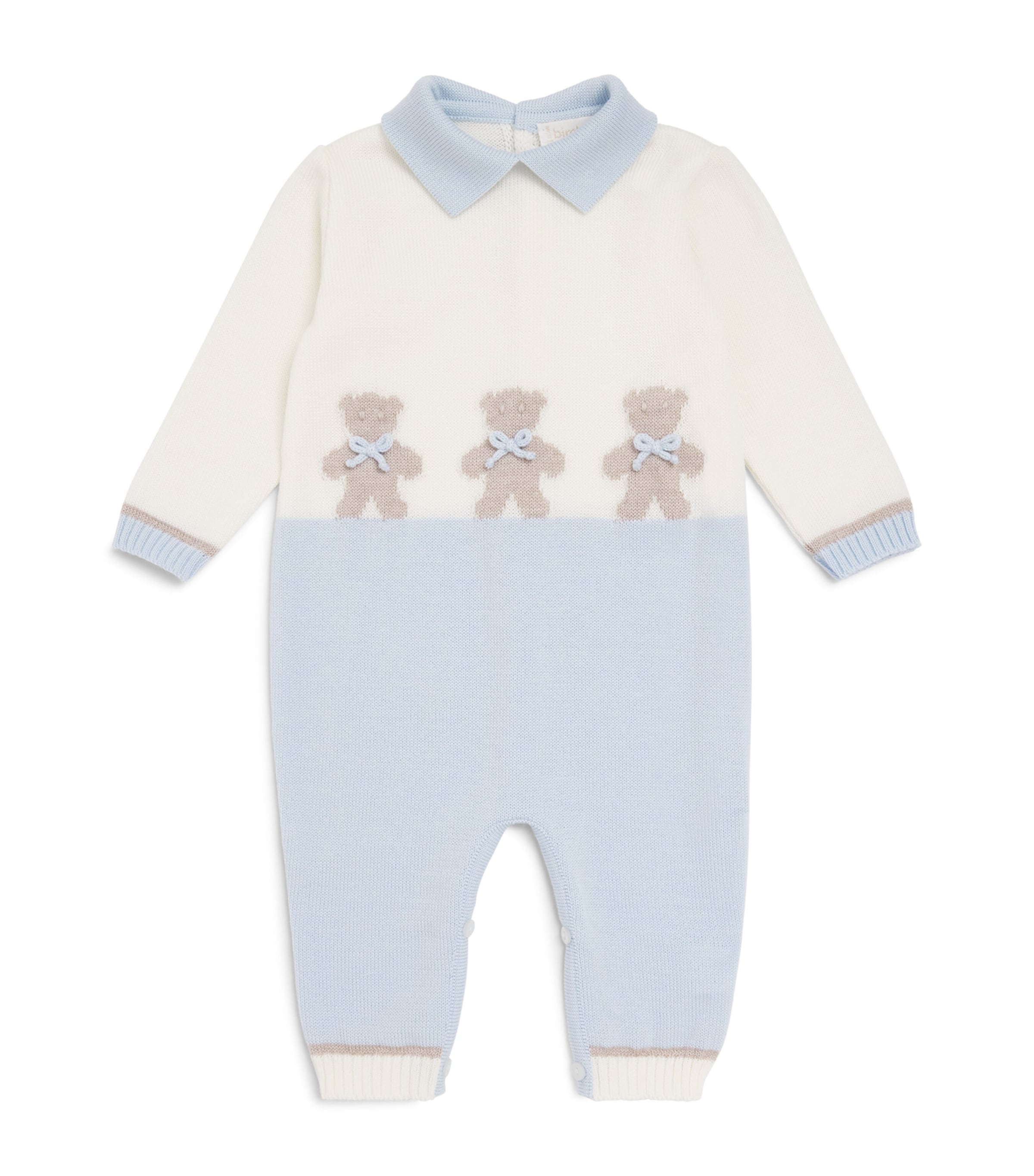 Bimbalo Jacquard Playsuit (1-18 Months) Off White/blue Image 1