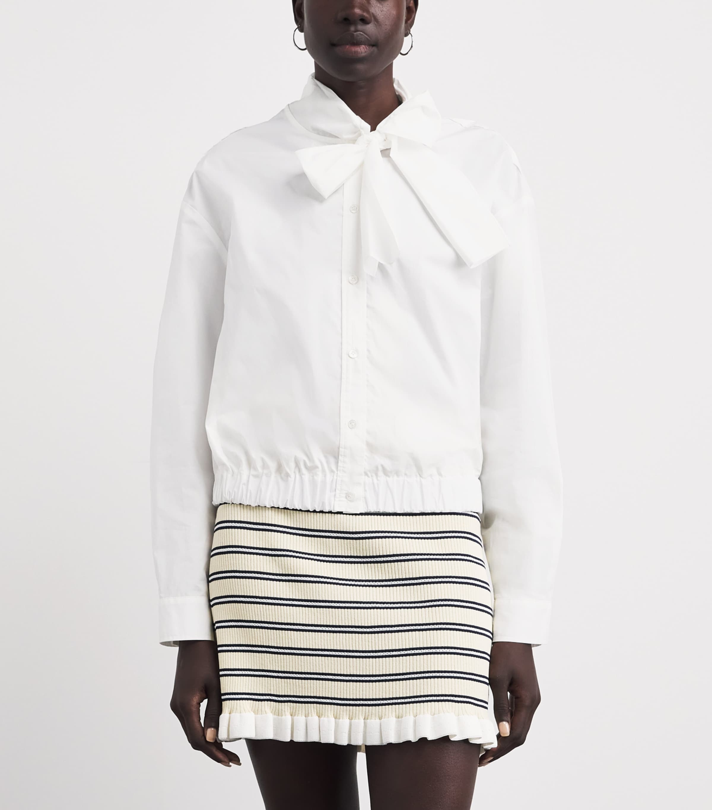 Claudie Pierlot Womens Cotton Pussy-Bow Blouse White Image 4
