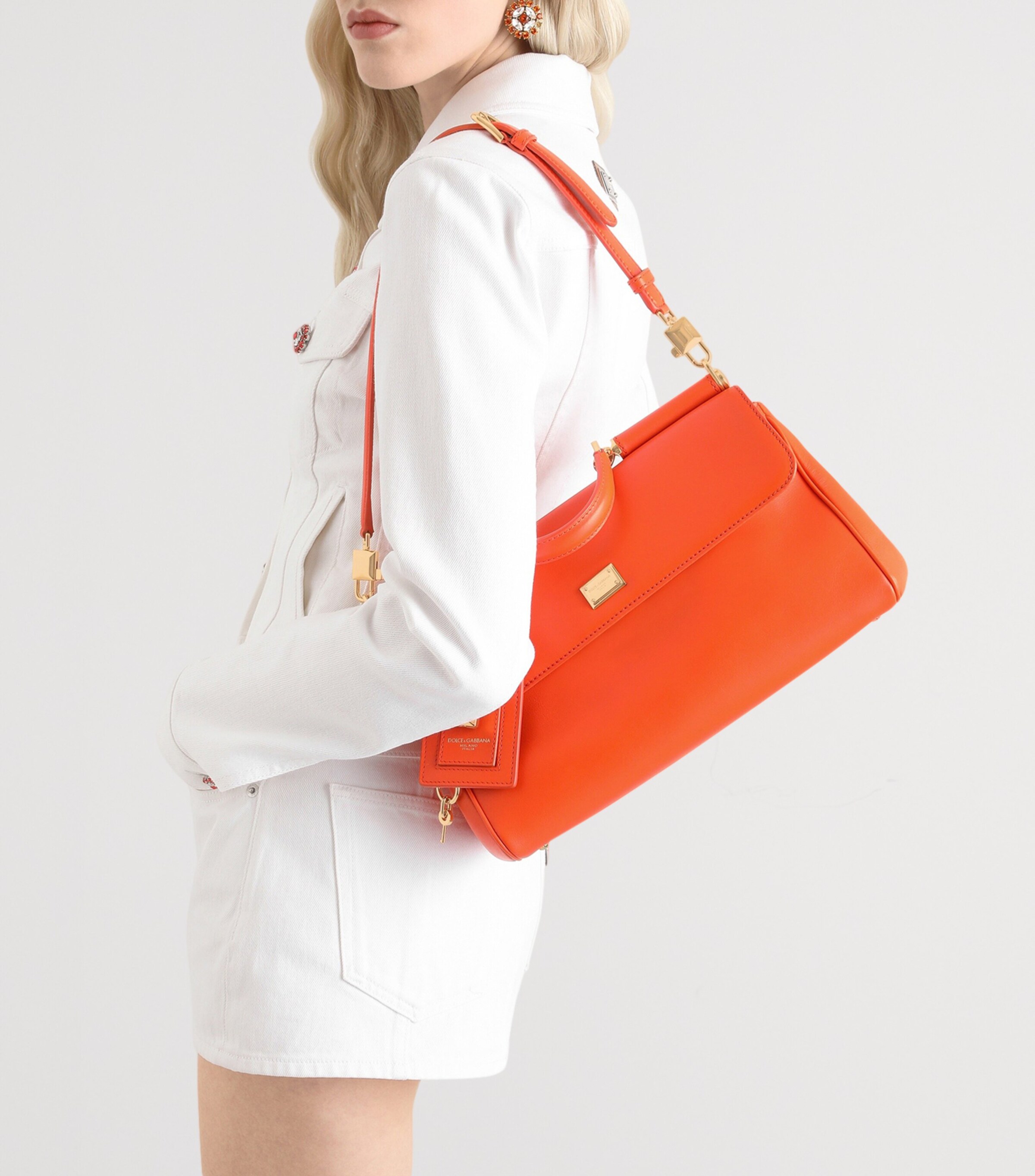 Dolce&Gabbana Leather My Sicily Top-Handle Bag Orange Image 8