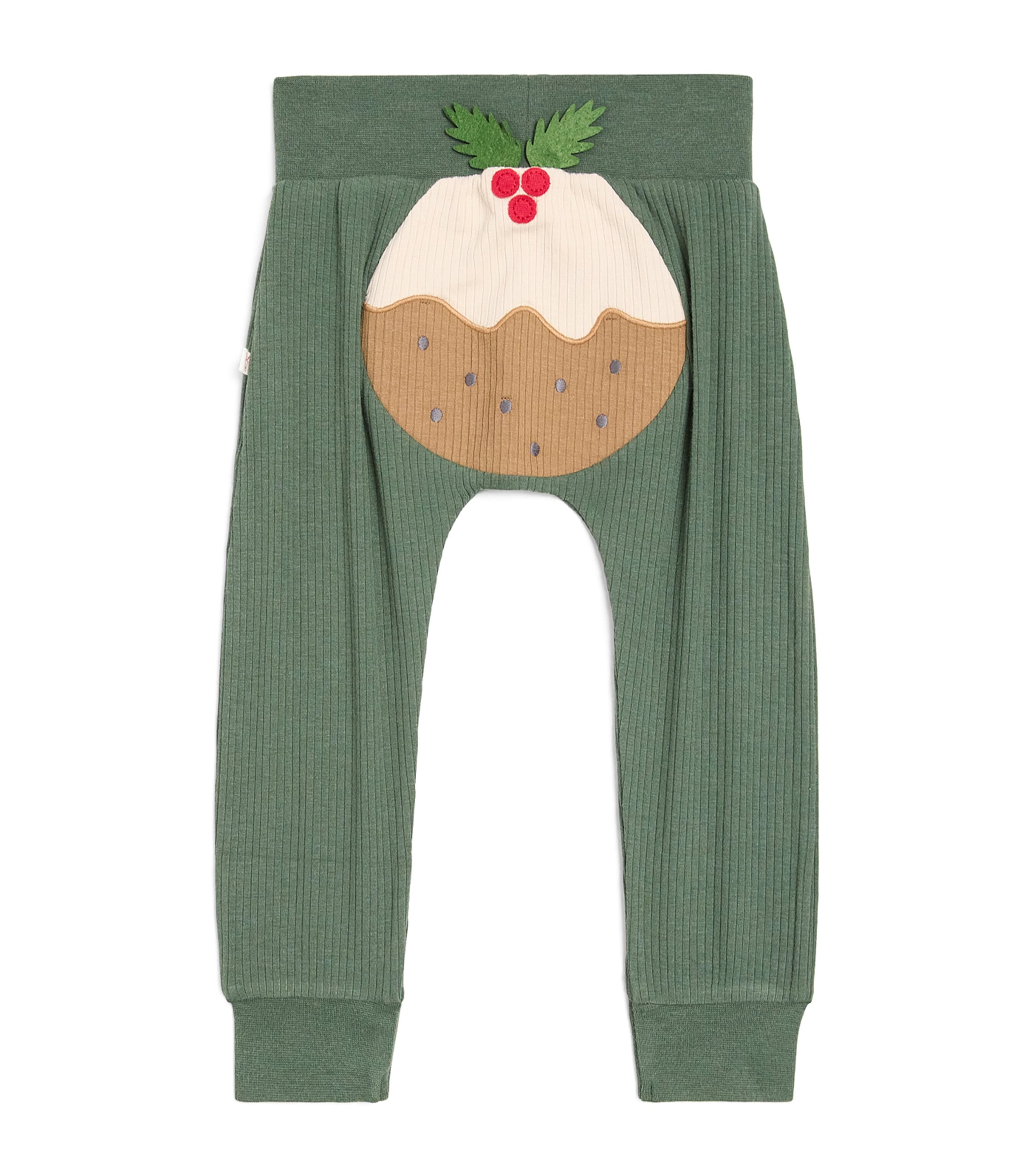 Bamboo-Blend Christmas Pudding Trousers (0-24 Months) PUDDING & PINE Image 1