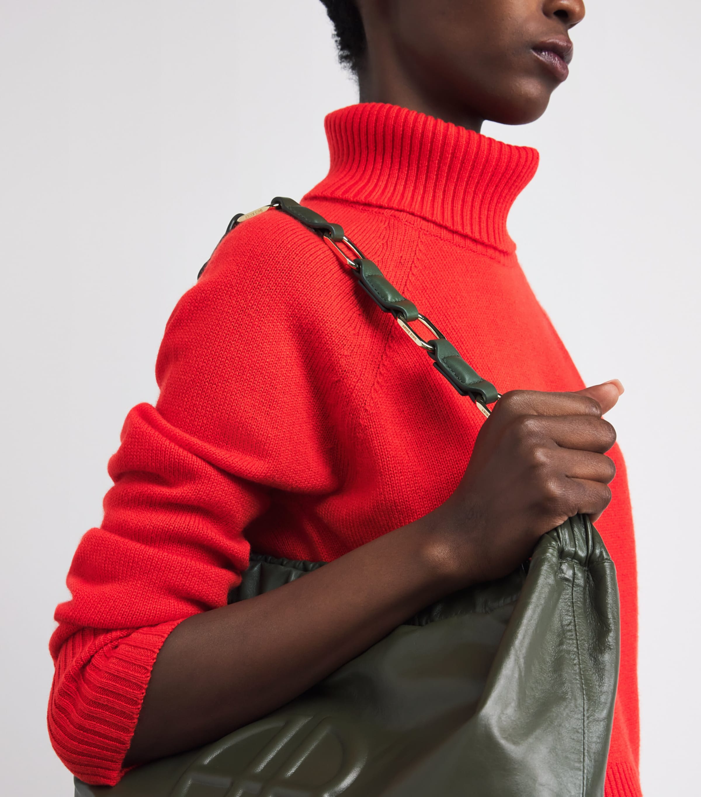 Cashmere Snood-Detail Sweater POPPY RED Image 6