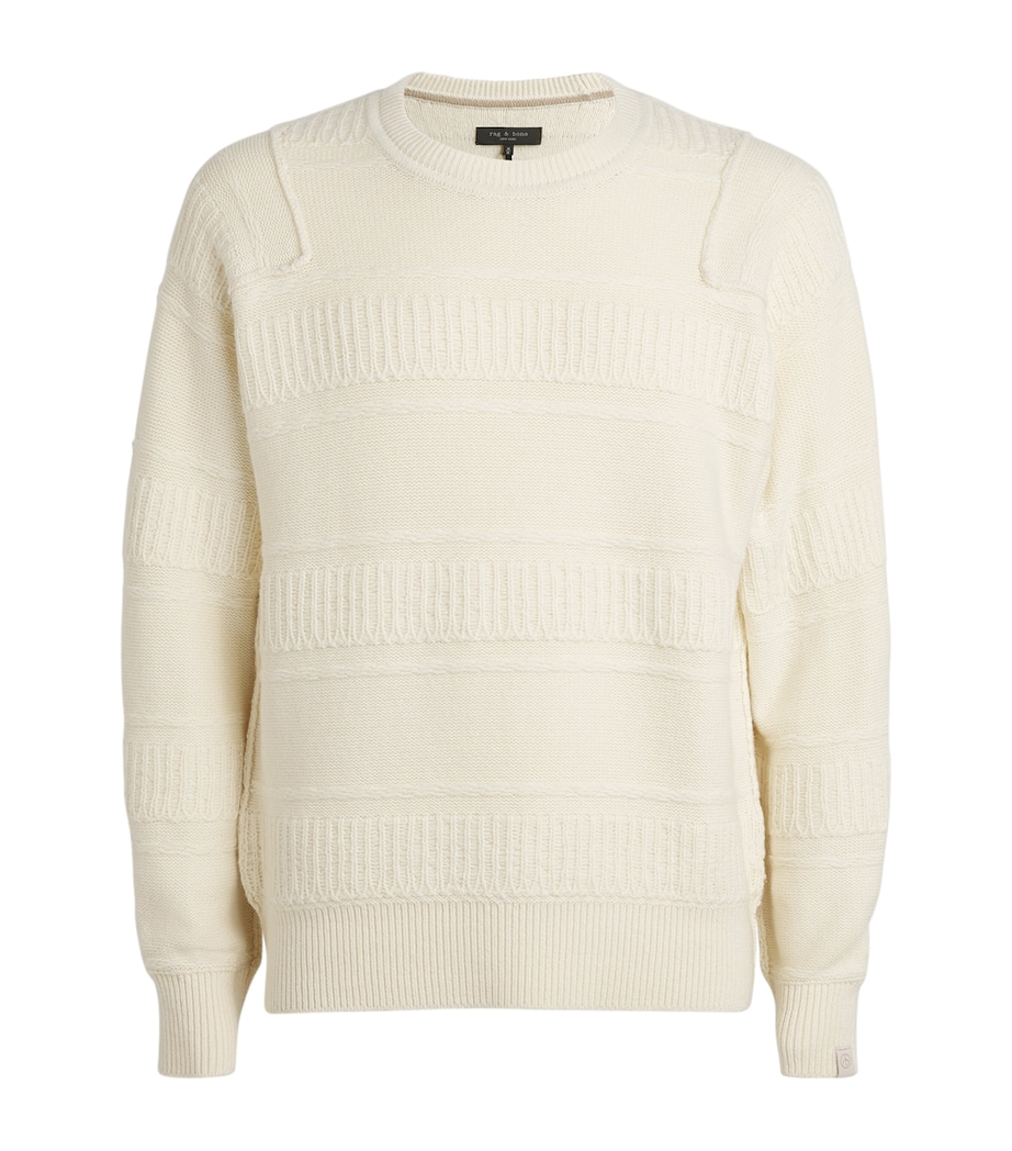 Rag & Bone Mens Merino-Blend 3D Jacquard Sweater Ivory Image 1