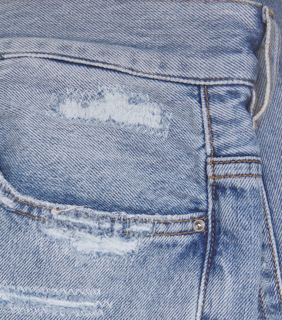 Monogram-Repaired Straight Jeans SURF INDIGO Image 5