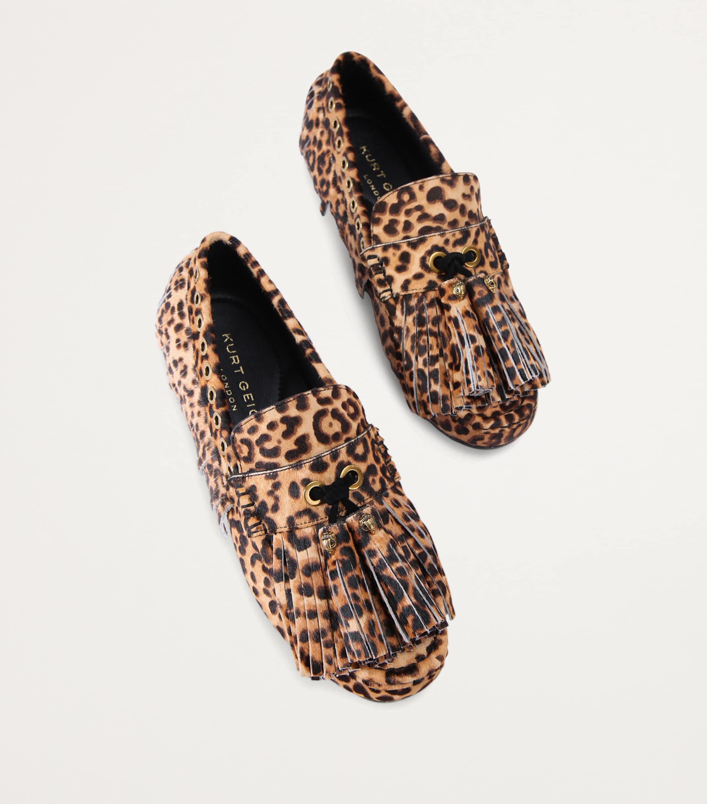 Kurt Geiger London Leather Leopard Fringe Moccasins Brown/oth Image 3