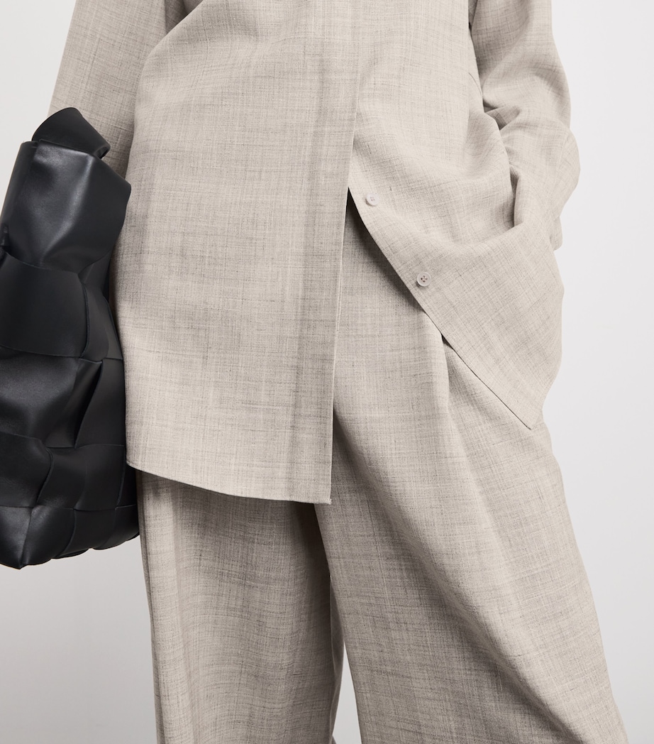 Wool-Cashmere Wide-Leg Trousers TAUPE MULTI Image 6