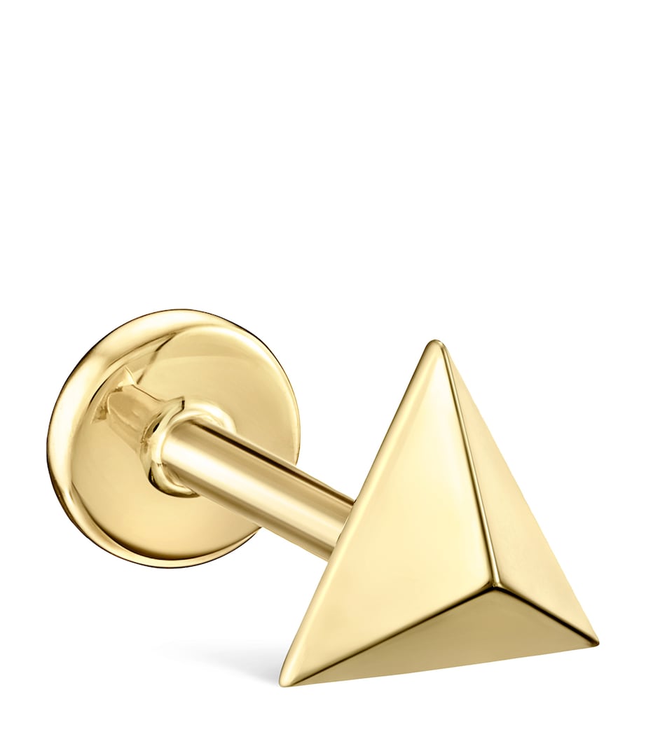 Yellow Gold Faceted Triangle Threaded Stud Earring (7mm) YELLOW GOLD Image 1