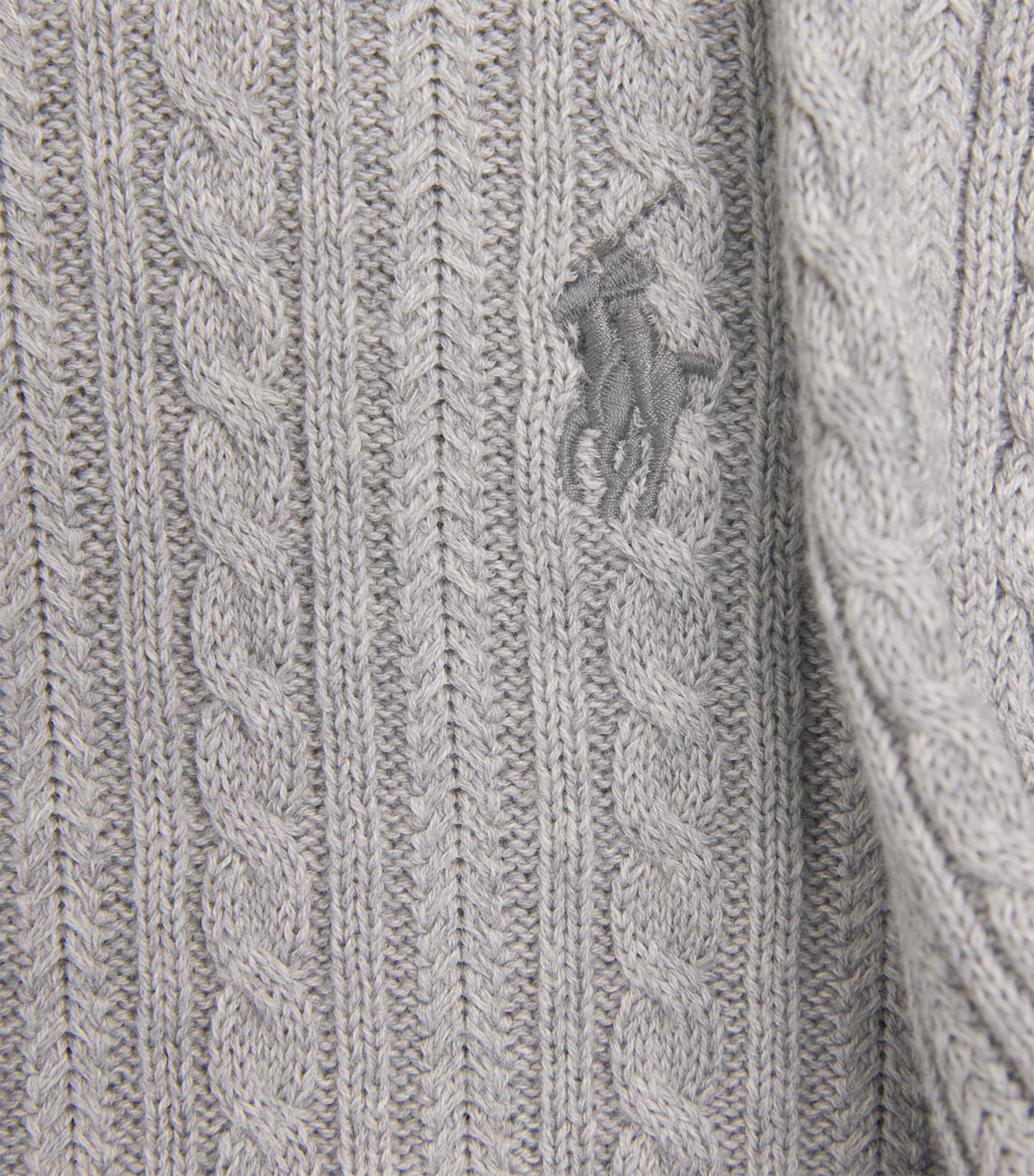 Polo Ralph Lauren Mens Cotton Cable-Knit Quarter-Zip Sweater Andover Heather Image 6