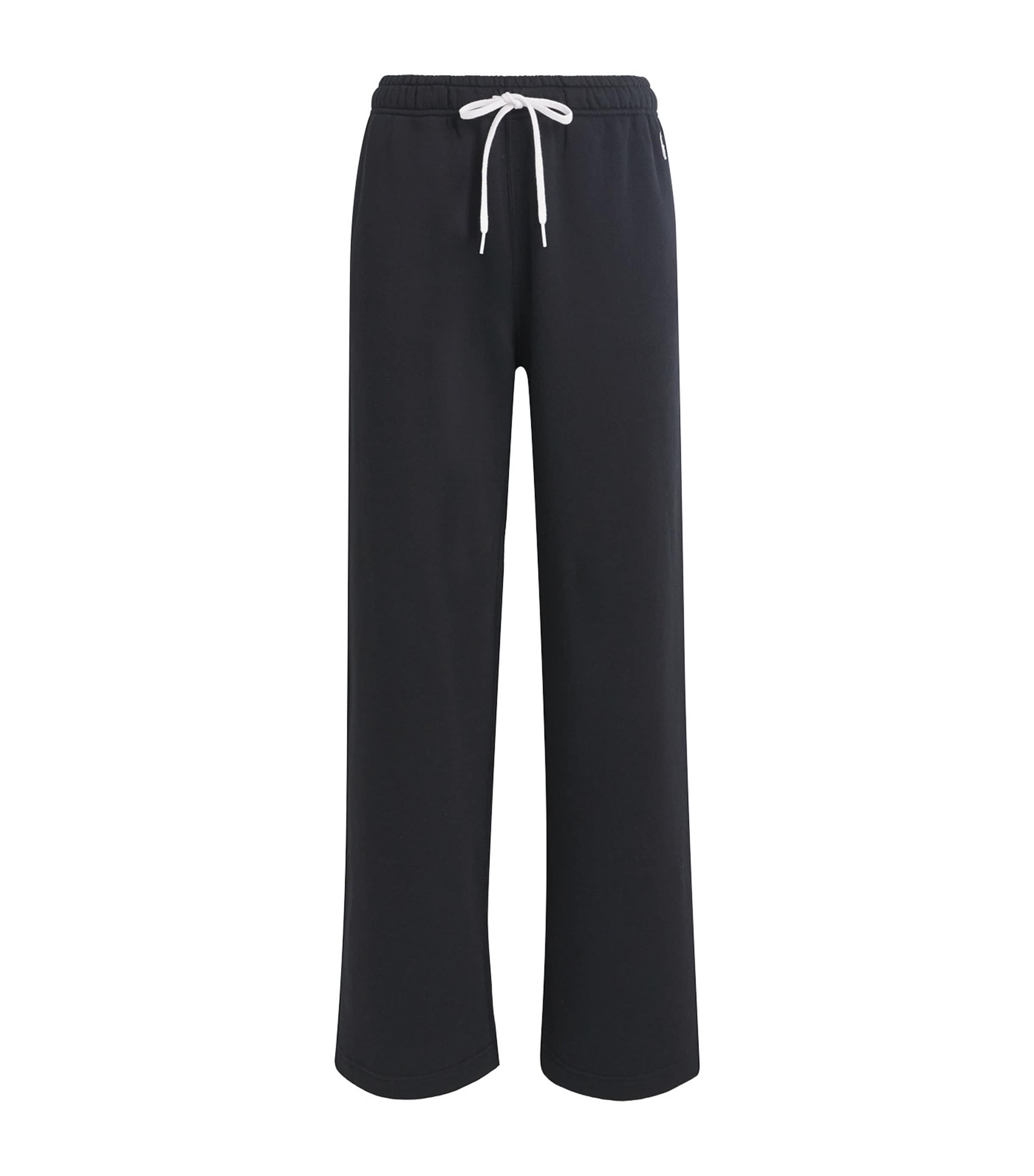 Polo Ralph Lauren Black Pants With Drawstring Elastic Waist And Pony Embroidery On The Side In Cotton Blend Woman