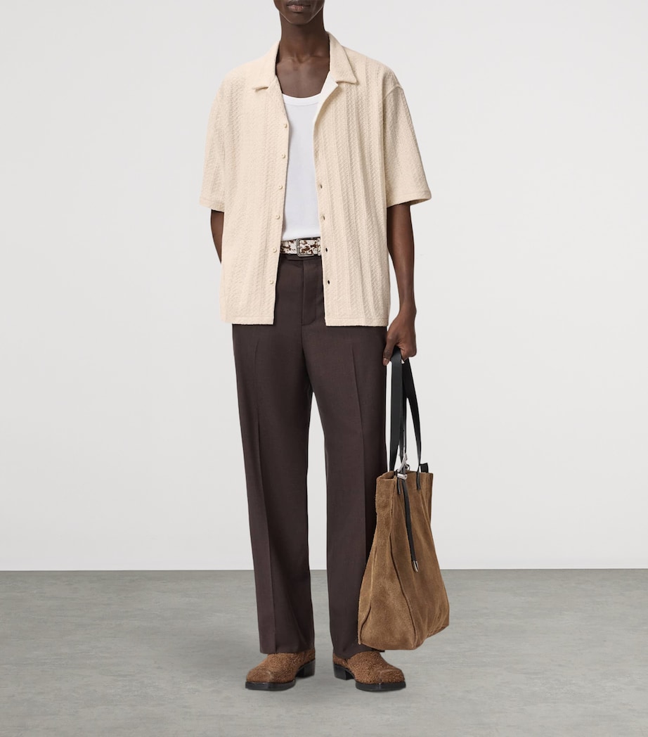 AllSaints Mens Knitted Trace Shirt Cottage White Image 5