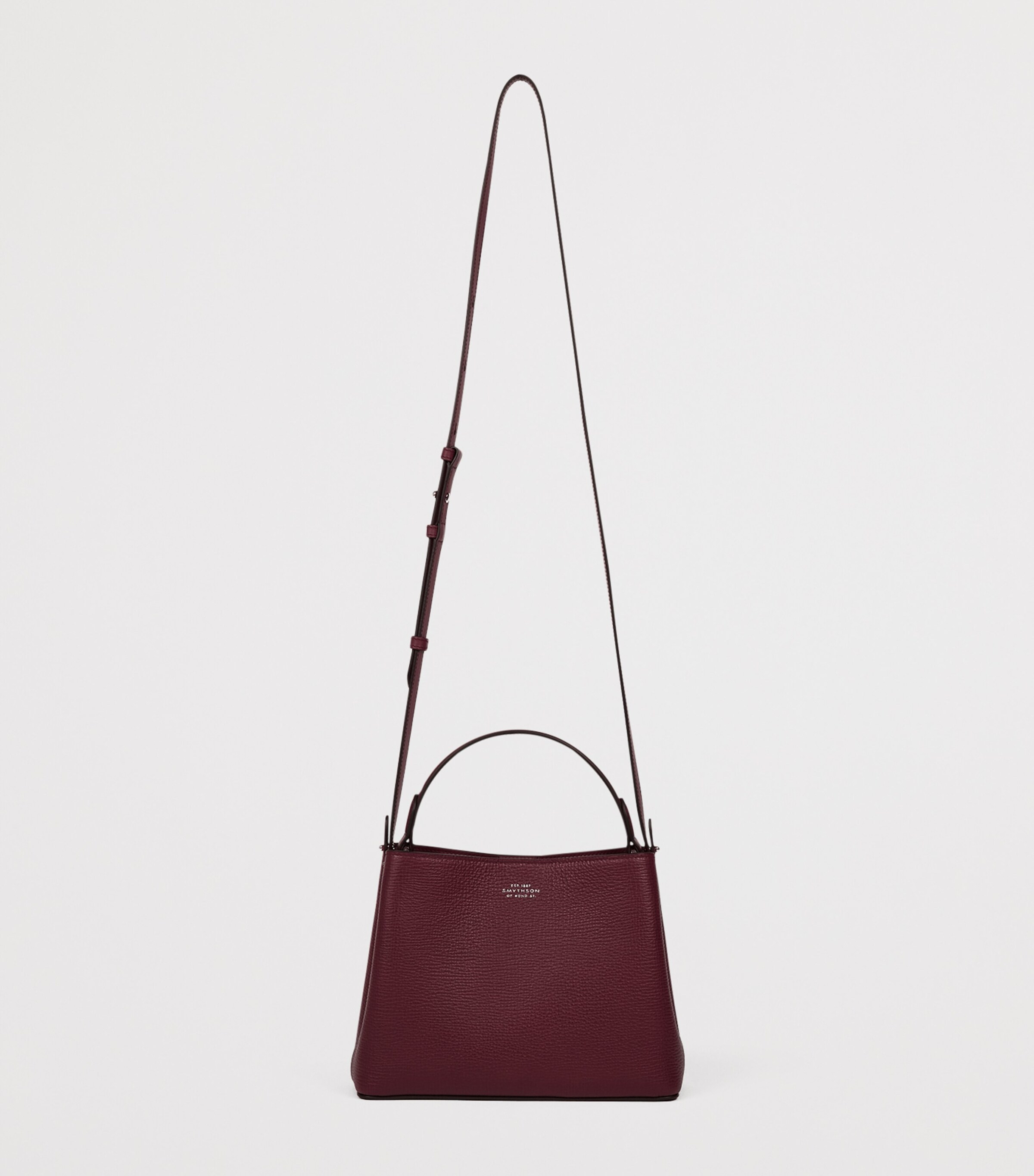 Smythson Leather Day Cross-Body Bag Dark Cherry Image 5