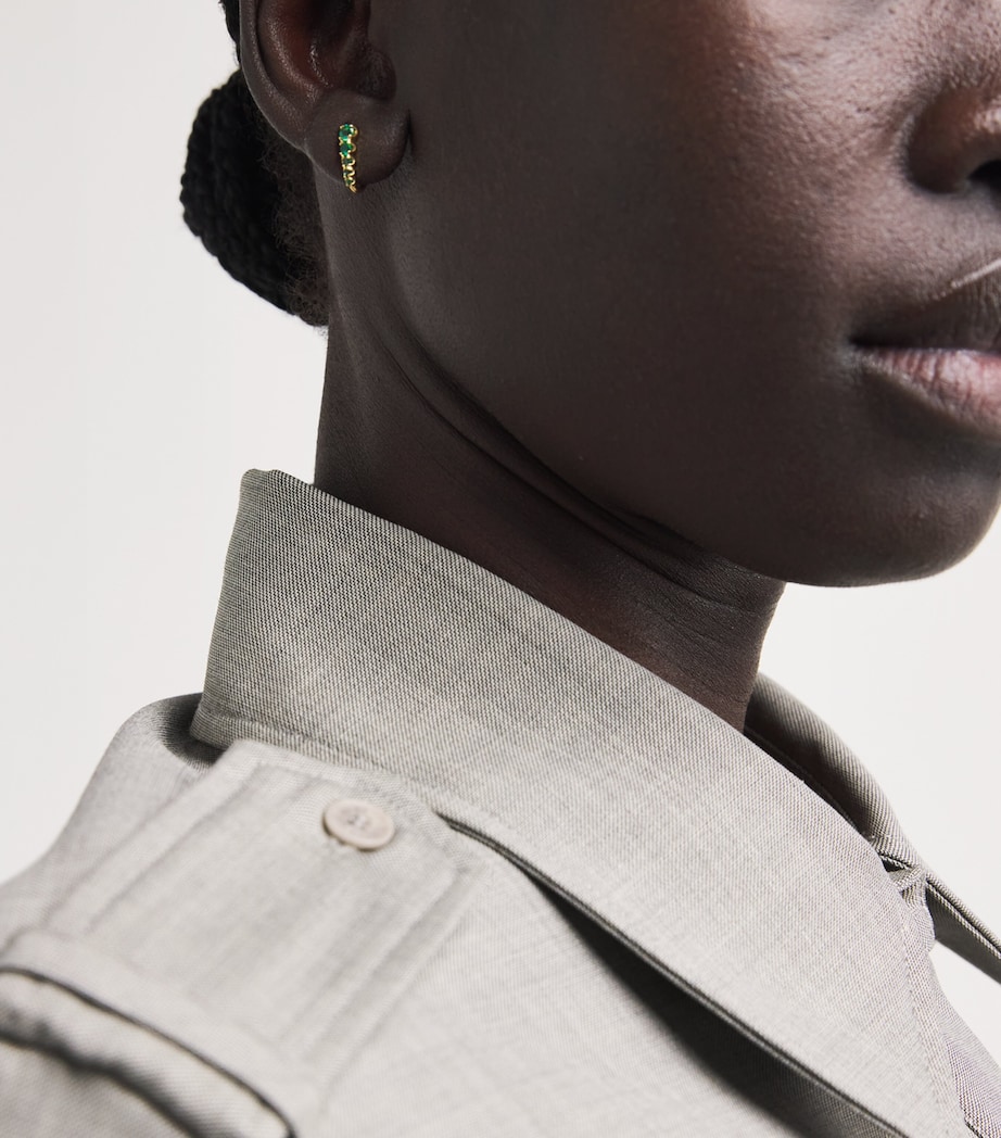 Medium Yellow Gold and Emerald Edith Stud Earrings YELLOW GOLD Image 2