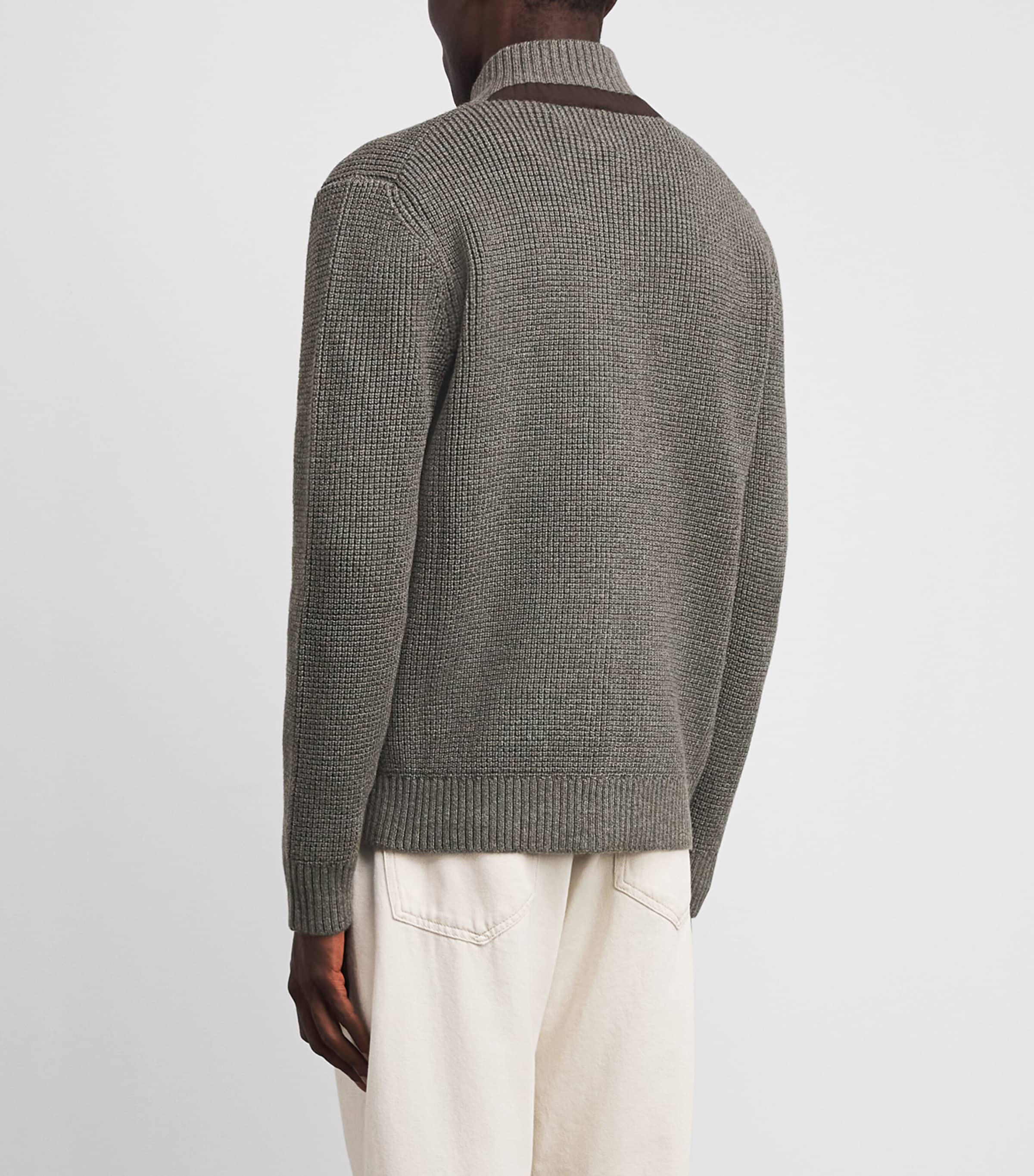 Maurizio Baldassari Mens Virgin Wool Brenta Cardigan Lunar Rock Grey Image 5