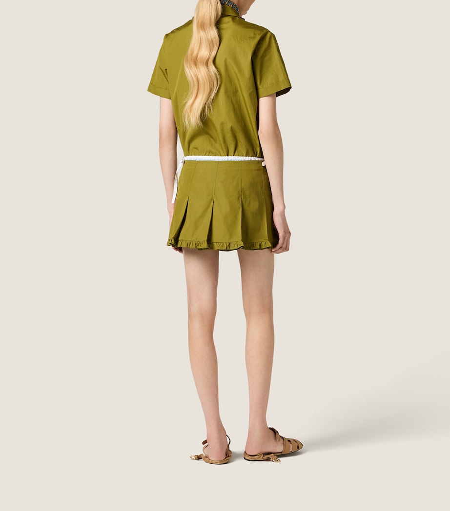 Miu Miu Womens Ruffled Short Sleeve Shirt Green Image 3