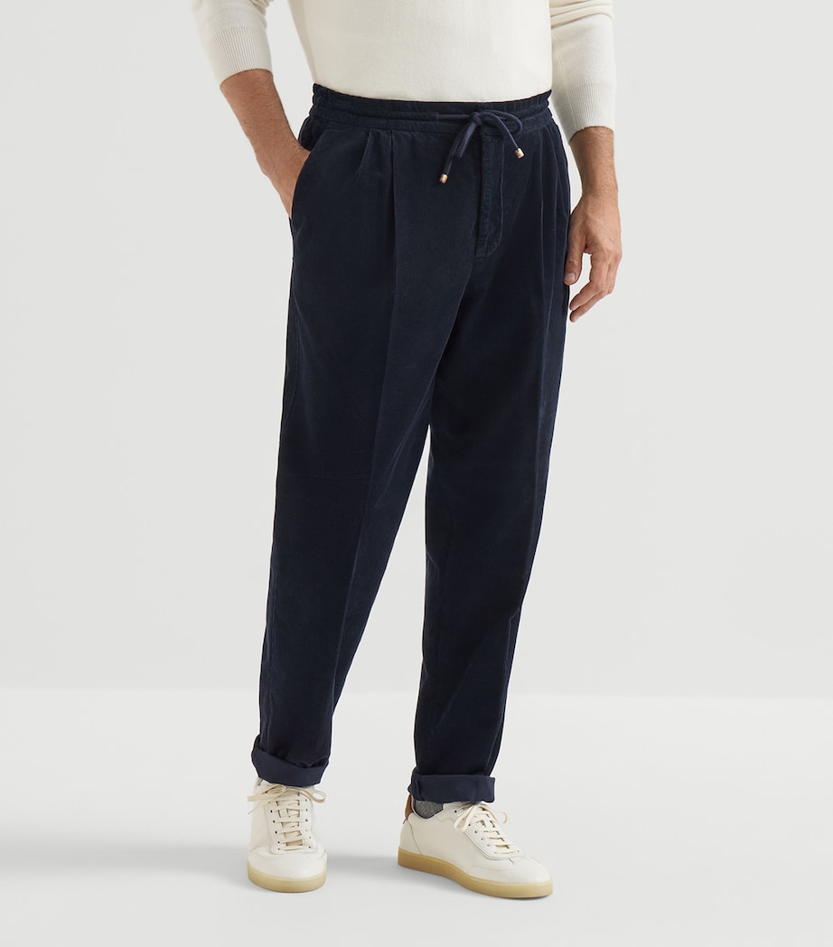 Brunello Cucinelli Mens Cotton Drawstring Trousers Navy Image 4