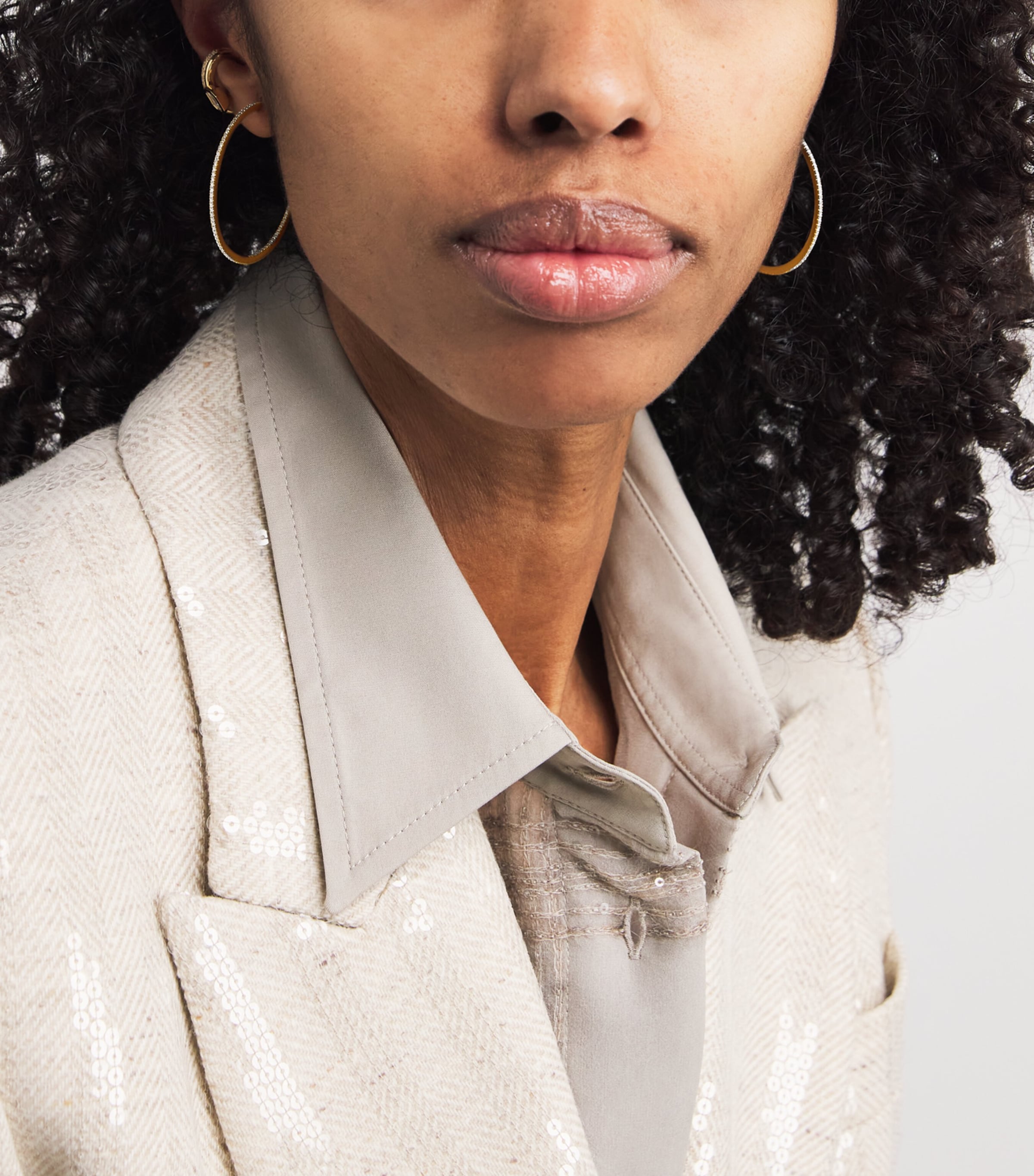 Yellow Gold and Diamond Pavé Hoop Earrings YELLOW GOLD Image 2