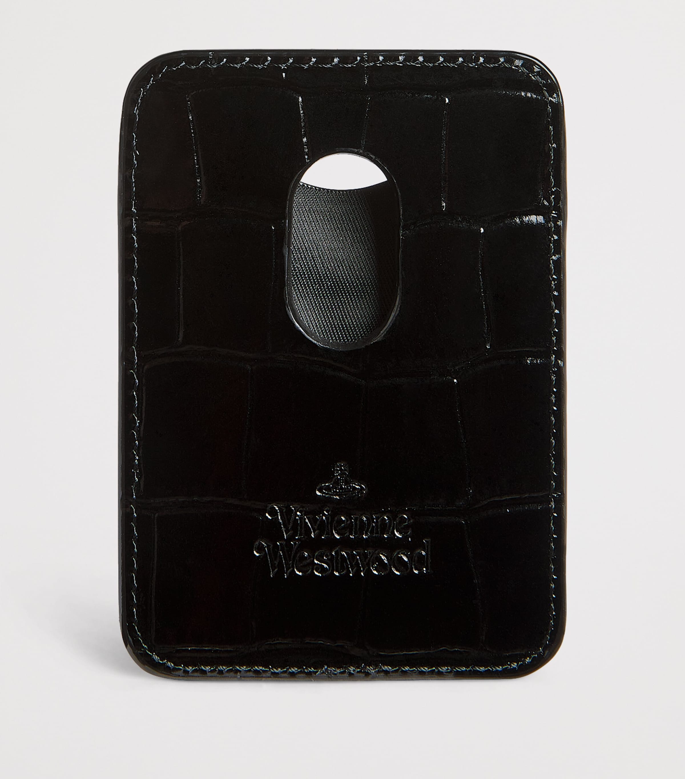 Vivienne Westwood Croc-Embossed Orb Magnetic Card Holder Black Image 2