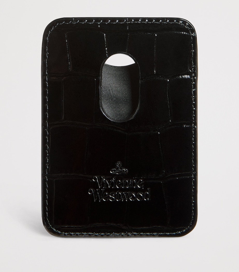 Vivienne Westwood Croc-Embossed Orb Magnetic Card Holder Black Image 2