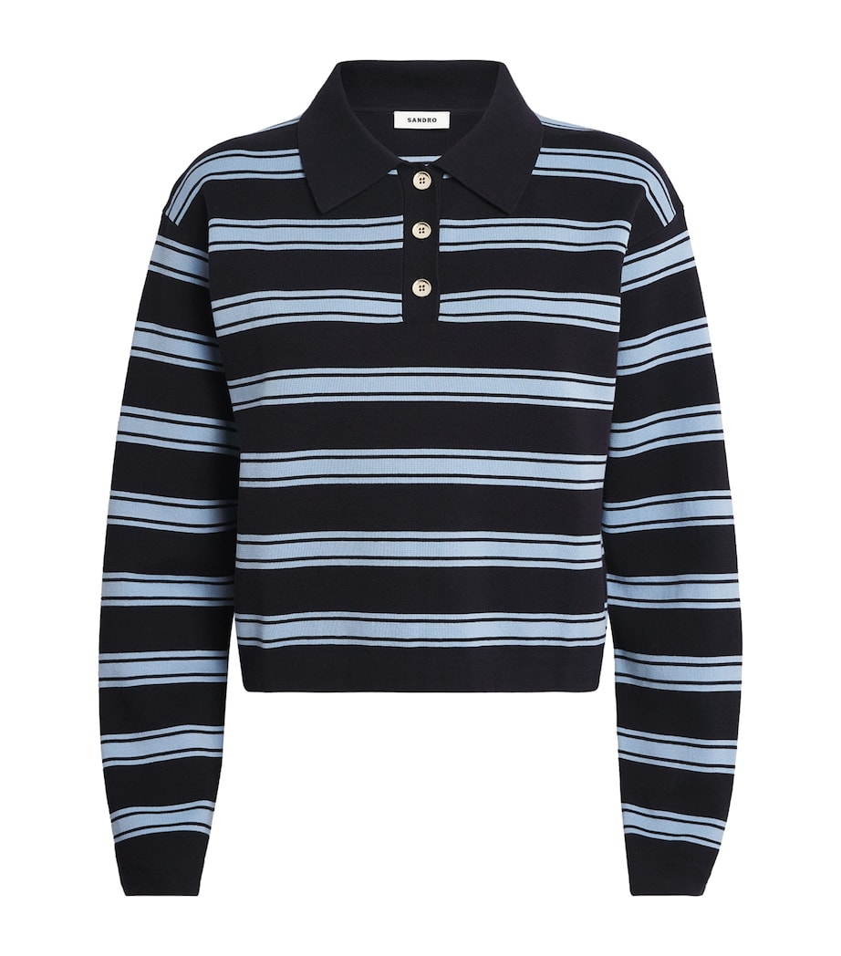 Cotton-Silk-Linen Polo Shirt NAVY BLUE Image 1