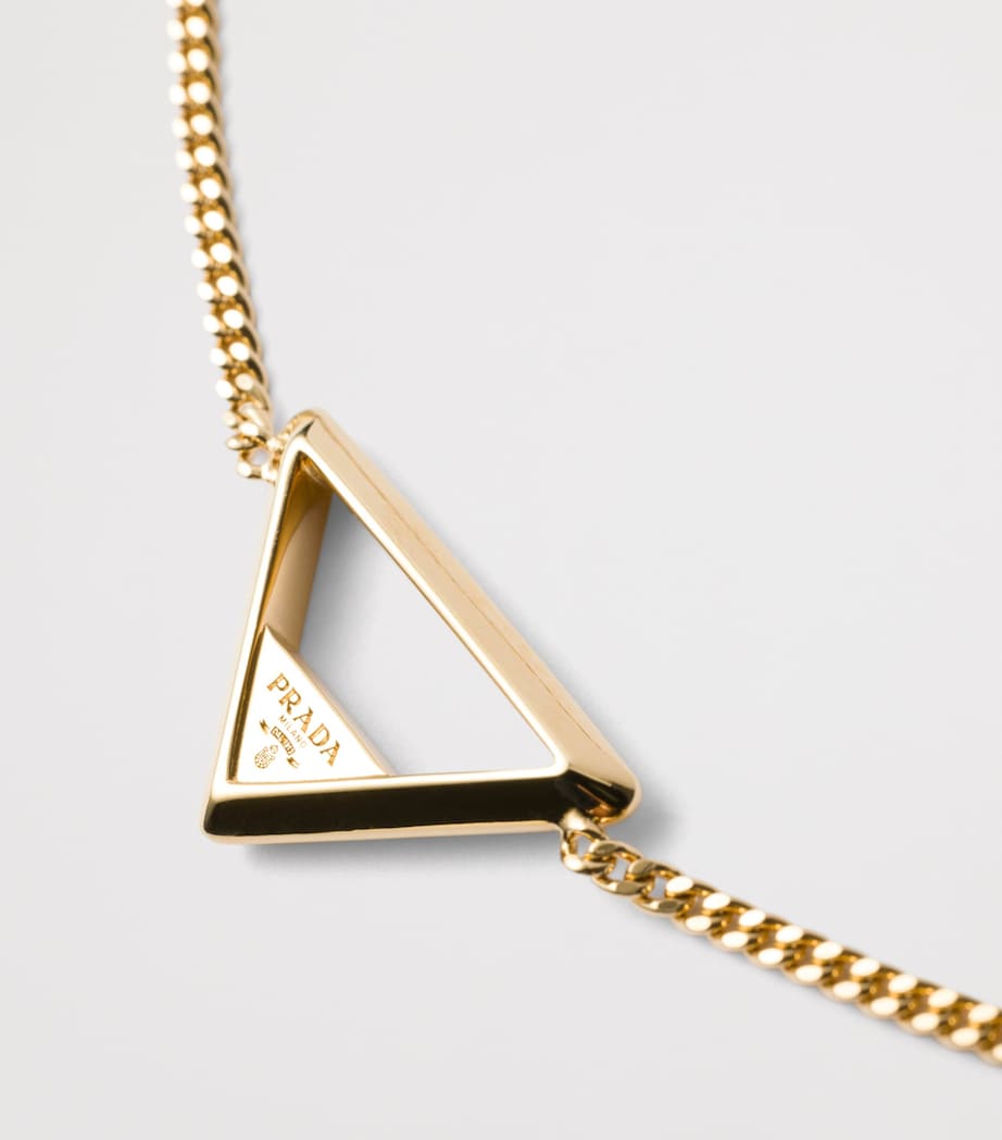 Prada Triangle Logo Pendant Necklace Gold/silver Image 2
