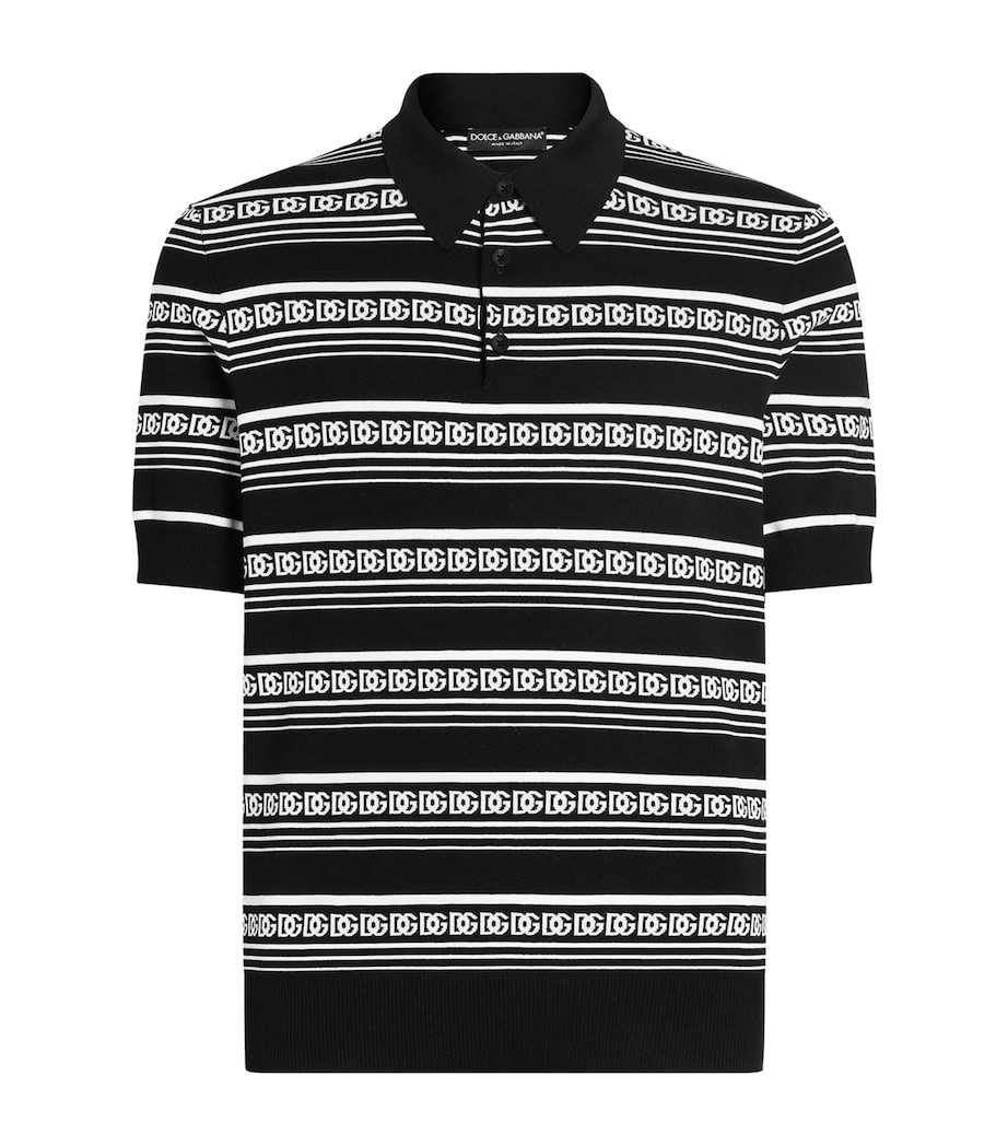 Silk Monogram Polo Shirt N0004-BLACK/WHITE Image 1
