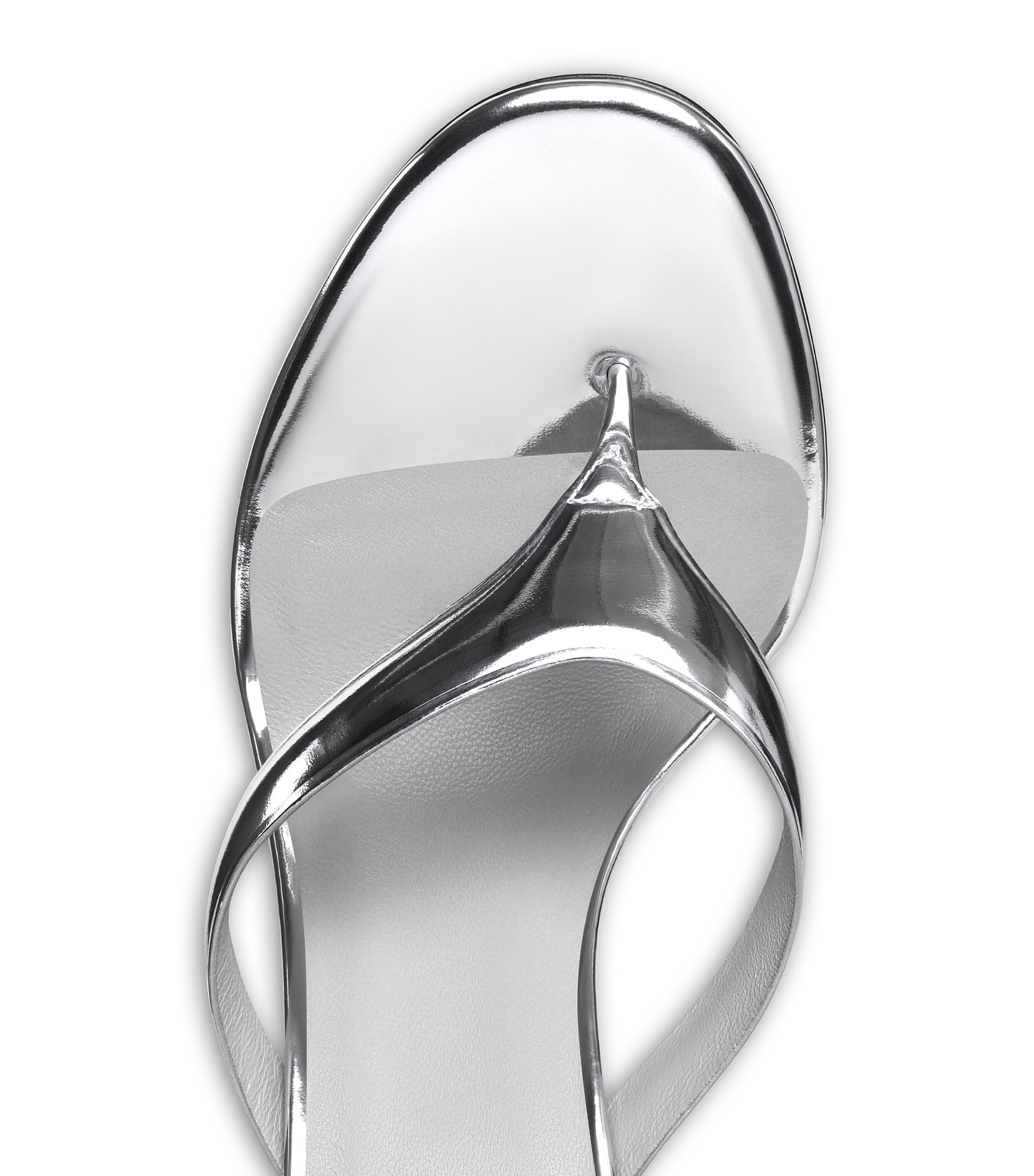 Alaïa Laminated Leather Infradito Sandals 90 White Silver Image 4