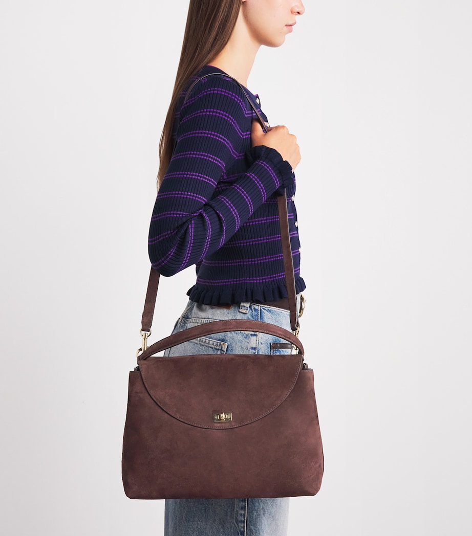 Sandro Paris Suede Le Grand Bazaar Top-Handle Bag Brown Image 4